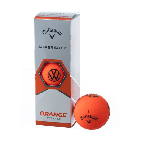 VW Callaway Supersoft Golf Ball Orange (3 Balls) Logo