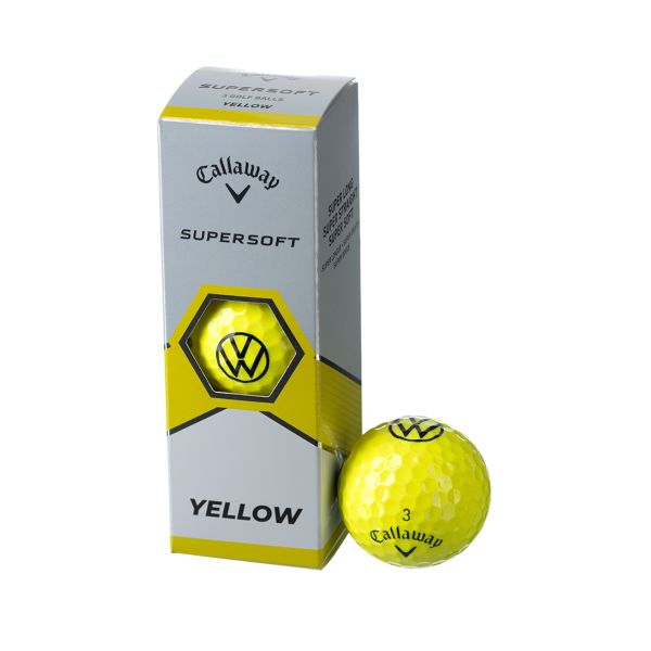 VW Callaway Supersoft Golf Ball Yellow (3 Balls) Logo