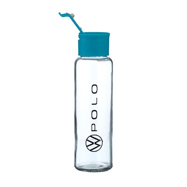 VW Polo Glass Water Bottle Open Tab