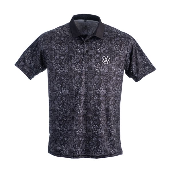Mens VW Doodle Polo (Black) Hero